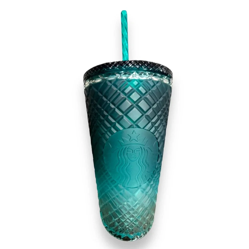 Starbucks 2023 Teal Green Jeweled Ombre 16 oz Cold Cup Tumbler NEW! - Picture 4 of 4